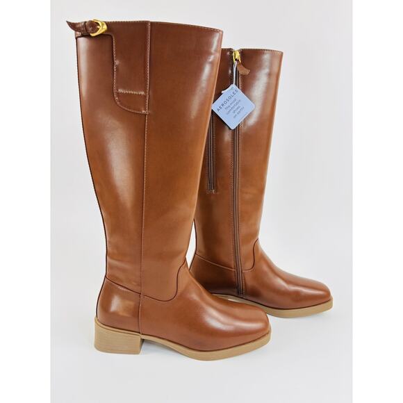 Aerosoles Women's Della Double Zip Knee High Boots Tan Size 9 1/2 W - Picture 1 of 13